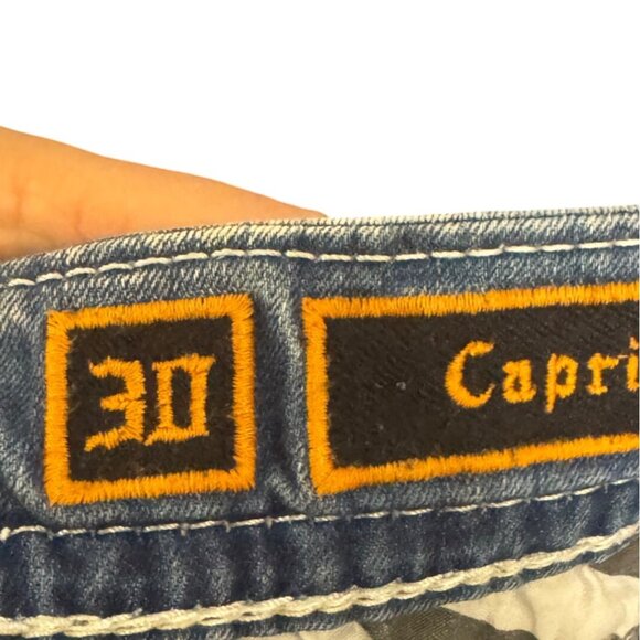 Rock Revival Capri Jeans Womens Size 30 Cyndee Mid-Rise Blue Distressed Denim - Picture 5 of 9